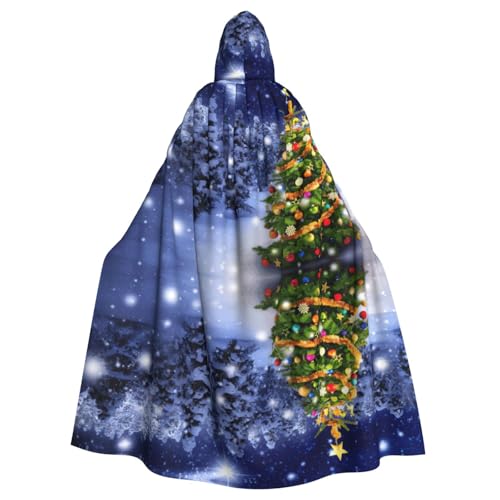 JEJEA Christmas Tree1 Druck Hexe Zauberer Kapuzenumhang Erwachsene Halloween Party Umhang für Hexe Vampir Cosplay Kostüm von JEJEA