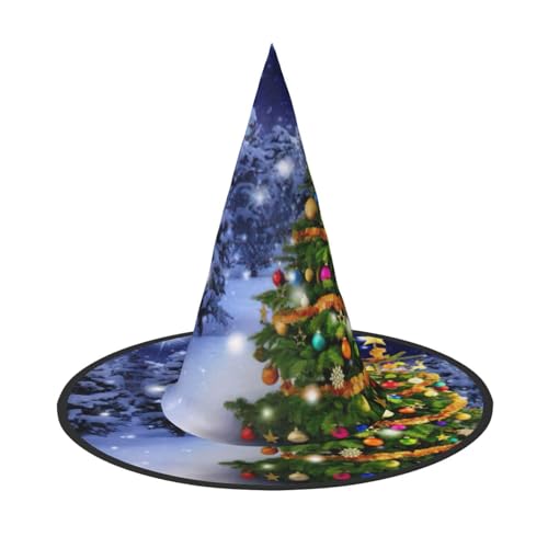 JEJEA Christmas Tree1 Print Damen Großer Hexenhut Hexenhut Hexenhut Hexenhüte Halloween Cosplay Party Zubehör von JEJEA