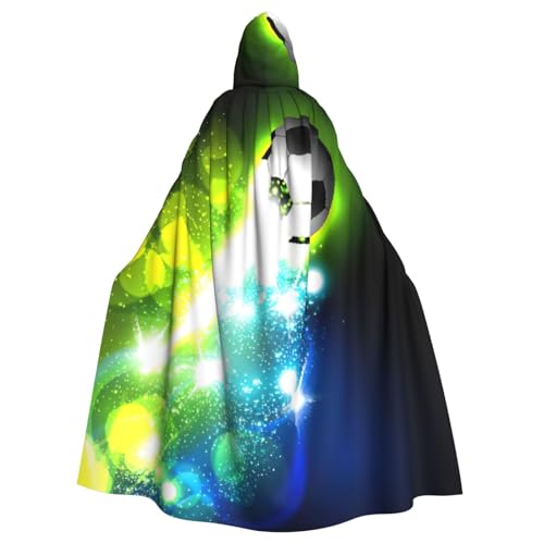 JEJEA Coole Fußball-Druck, Hexen-Zauberer, Kapuzenumhang, Erwachsenen-Halloween-Partyumhang, für Hexe, Vampir, Cosplay-Kostüm von JEJEA