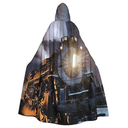 JEJEA Dampfzug Druck Hexe Zauberer Kapuzenumhang Erwachsene Halloween Party Umhang für Hexe Vampir Cosplay Kostüm von JEJEA
