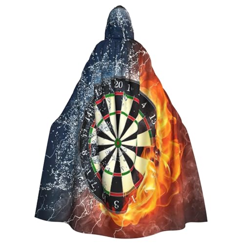 JEJEA Dart Board Print Witch Wizard Hooded Cloak, Adult Halloween Party Cape, For Witch Vampire Cosplay Costume von JEJEA