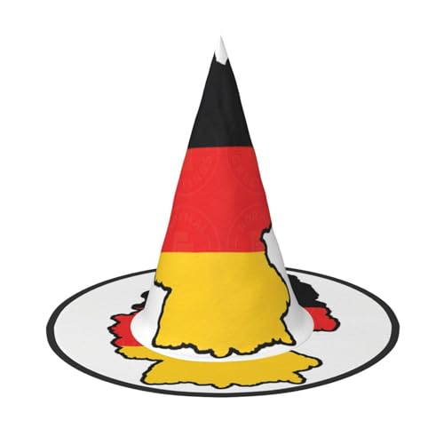 JEJEA Deutsche Flagge Karte Druck Frauen Großer Hexenhut Hexenhut Hexenhut Hexenhüte Halloween Cosplay Party Zubehör von JEJEA