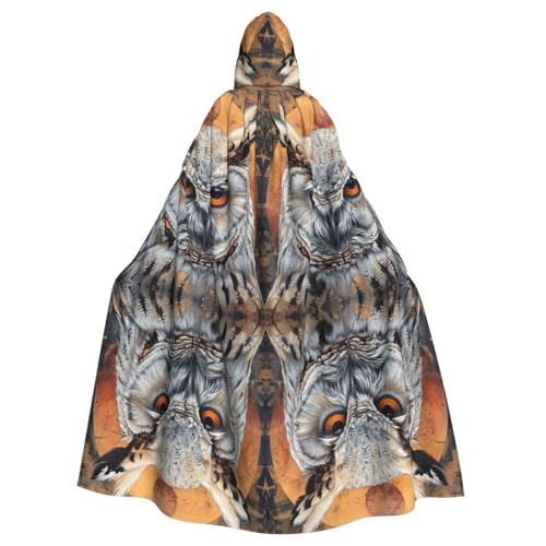 JEJEA Eule Beliefs Print Hexe Zauberer Kapuzenumhang Erwachsene Halloween Party Umhang für Hexe Vampir Cosplay Kostüm von JEJEA