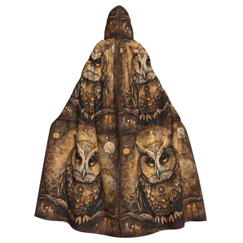 JEJEA Eule Beliefs Print Hexe Zauberer Kapuzenumhang Erwachsene Halloween Party Umhang für Hexe Vampir Cosplay Kostüm von JEJEA