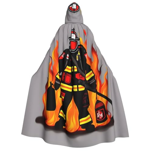 JEJEA Feuerwehrmann-Druck, langer Umhang mit Kapuze, für Weihnachten, Halloween, Kostüme, Kapuzenumhang, Maskerade JEJEA Feuerwehrmann-Druck, langer Umhang mit Kapuze, für Weihnachten, Halloween, Kostüme, Kapuzenumhang, Maskerade von JEJEA