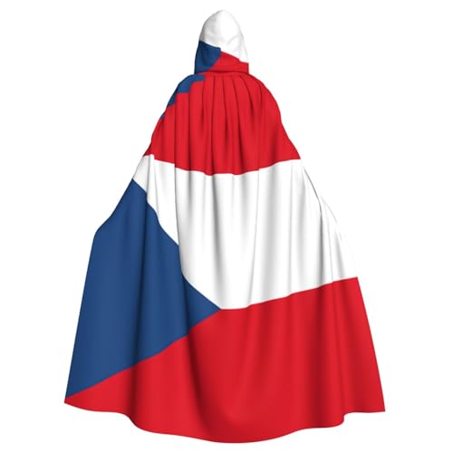 JEJEA Flagge der Tschechischen Republik Druck Hexe Zauberer Kapuzenumhang Erwachsene Halloween Party Umhang für Hexe Vampir Cosplay Kostüm von JEJEA