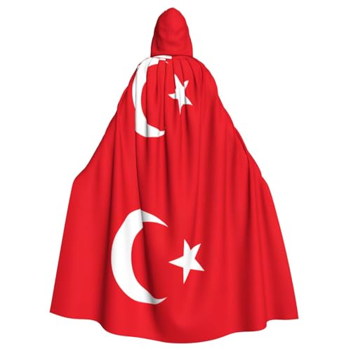 JEJEA Flagge der Türkei Druck Hexe Zauberer Kapuzenumhang Erwachsene Halloween Party Umhang für Hexe Vampir Cosplay Kostüm JEJEA Flagge der Türkei Druck Hexe Zauberer Kapuzenumhang Erwachsene Halloween Party Umhang für Hexe Vampir Cosplay Kostüm von JEJEA