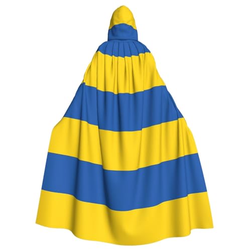 JEJEA Flagge der Ukraine Druck Hexe Zauberer Kapuzenumhang Erwachsene Halloween Party Umhang für Hexe Vampir Cosplay Kostüm von JEJEA