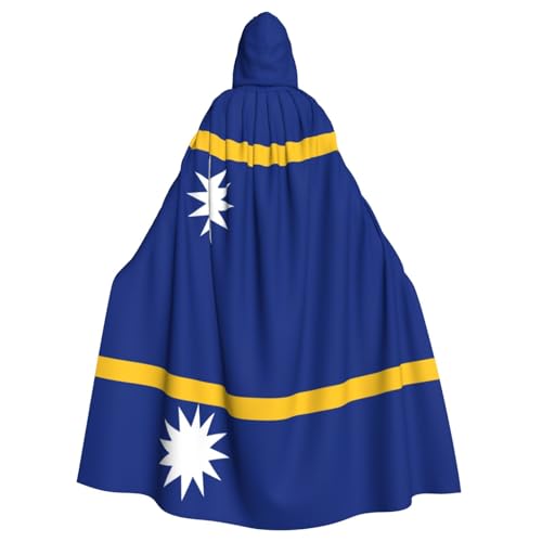 JEJEA Flagge von Nauru Druck Hexe Zauberer Kapuzenumhang Erwachsene Halloween Party Umhang für Hexe Vampir Cosplay Kostüm von JEJEA