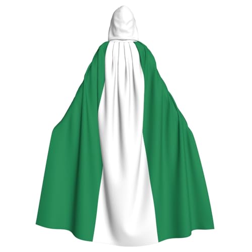 JEJEA Flagge von Nigeria Druck Hexe Zauberer Kapuzenumhang Erwachsene Halloween Party Umhang für Hexe Vampir Cosplay Kostüm von JEJEA