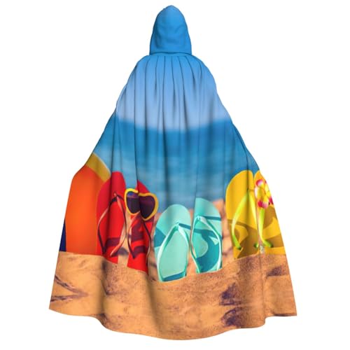 JEJEA Flip-Flops on a Sandy Beach Print Hooded Cloak Long Cape for Christmas Halloween Cloak Costumes Hooded Cape Masquerade JEJEA Flip-Flops on a Sandy Beach Print Hooded Cloak Long Cape for Christmas Halloween Cloak Costumes Hooded Cape Masquerade von JEJEA