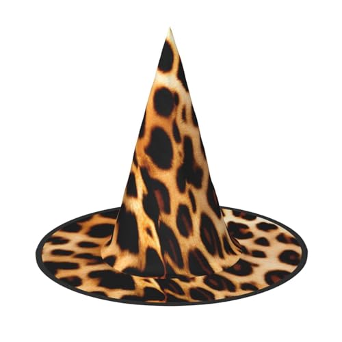 JEJEA Großer Hexenhut für Damen, Leopardenmuster, Hexenhut, Hexenhut, Halloween, Cosplay, Party-Zubehör von JEJEA