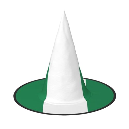 JEJEA Großer Hexenhut für Damen, Motiv: Flagge von Nigeria, Hexenhut, Hexenhut, Halloween, Cosplay, Party-Zubehör von JEJEA