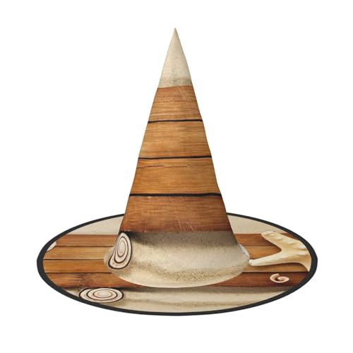 JEJEA Großer Hexenhut für Damen, Motiv: Ozean, Strand, Hexenhut, Hexenhut, Halloween, Cosplay, Party-Zubehör von JEJEA
