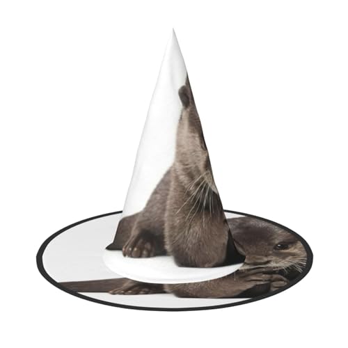 JEJEA Großer Hexenhut für Damen, niedlicher Otterdruck, Hexenhut, Hexenhut, Halloween, Cosplay, Party-Zubehör von JEJEA