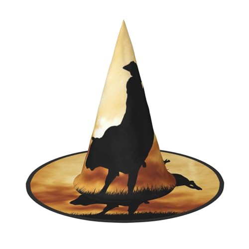 JEJEA Großer Hexenhut mit coolem Stier-Motiv, Hexenhut, Hexenhut, Hexenhut, Halloween, Cosplay, Party-Zubehör von JEJEA