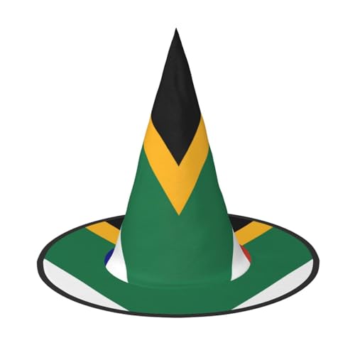 JEJEA Großer Hexenhut mit südafrikanischer Flagge, Hexenhut, Hexenhut, Halloween, Cosplay, Party-Zubehör von JEJEA