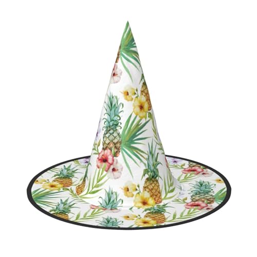 JEJEA Großer Hexenhut mit tropischem Ananas-Druck, Hexenhut, Hexenhut, Halloween, Cosplay, Party-Zubehör von JEJEA