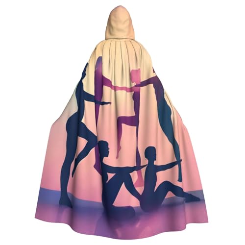 JEJEA Gymnastik Spiel Druck Hexe Zauberer Kapuzenumhang Erwachsene Halloween Party Umhang für Hexe Vampir Cosplay Kostüm von JEJEA