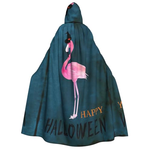 JEJEA Halloween Flamingo Hexenhut Druck Kapuzenumhang Langer Umhang für Weihnachten Halloween Umhang Kostüme Kapuzenumhang Maskerade von JEJEA