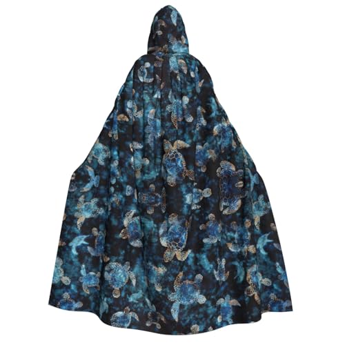 JEJEA Halloween-Kapuzenumhang mit Meeresschildkröten-Druck, Unisex, für Cosplay, Weihnachten, Party, Gastgeschenke, Hexen-Outfits von JEJEA