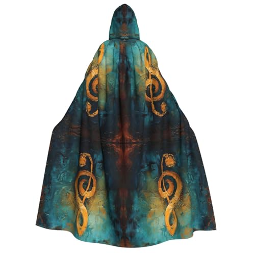 JEJEA Halloween-Kapuzenumhang mit Musik-Symbol-Druck, Unisex, für Cosplay, Weihnachten, Party, Gastgeschenke, Hexen-Outfits von JEJEA