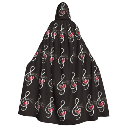 JEJEA Halloween-Kapuzenumhang mit Musik-Symbolen, Liebesaufdruck, Unisex, für Cosplay, Weihnachten, Party, Gastgeschenke, Hexen-Outfits von JEJEA