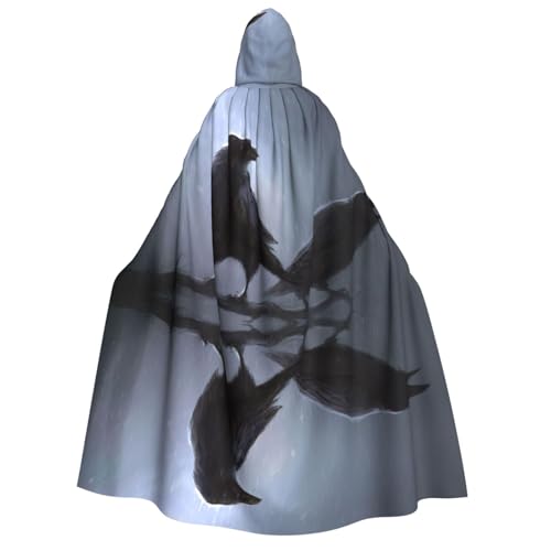 JEJEA Halloween-Kapuzenumhang mit Raben-Aufdruck, Unisex, für Cosplay, Weihnachten, Party, Gastgeschenke, Hexen-Outfits von JEJEA