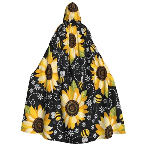 JEJEA Halloween-Kapuzenumhang mit Sonnenblumen-Motiv, Unisex, für Cosplay, Weihnachten, Party, Gastgeschenke, Hexen-Outfits von JEJEA