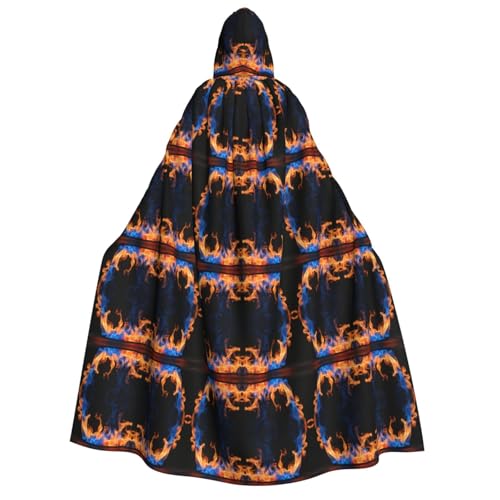 JEJEA Halloween-Kapuzenumhang mit blauer Flamme, Unisex, für Cosplay, Weihnachten, Party, Gastgeschenke, Hexen-Outfits von JEJEA