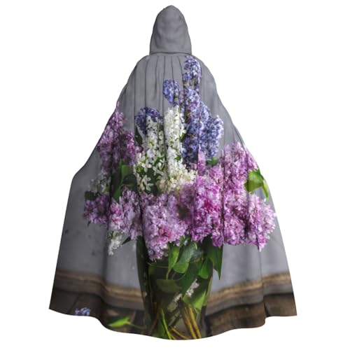JEJEA Halloween-Kapuzenumhang mit lila Blumen, Unisex, für Cosplay, Weihnachten, Party, Gastgeschenke, Hexen-Outfits von JEJEA