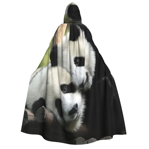 JEJEA Halloween-Kapuzenumhang mit schönem Pandas-Aufdruck, Unisex, für Cosplay, Weihnachten, Party, Gastgeschenke, Hexen-Outfits von JEJEA