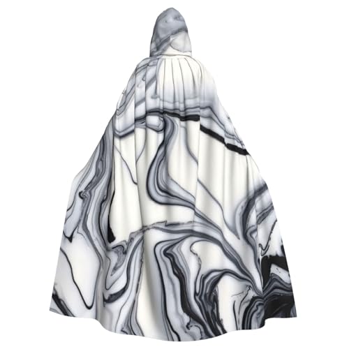 JEJEA Hexen-Zauberer-Kapuzenumhang für Erwachsene, schwarz-weiße Farbe, gemischter Druck, Halloween-Partyumhang, für Hexe, Vampir, Cosplay-Kostüm von JEJEA