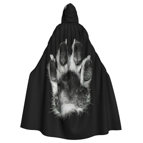 JEJEA Hexen-Zauberer-Kapuzenumhang mit Pfotenabdruck, Erwachsenen-Halloween-Partyumhang, für Hexe, Vampir, Cosplay-Kostüm von JEJEA