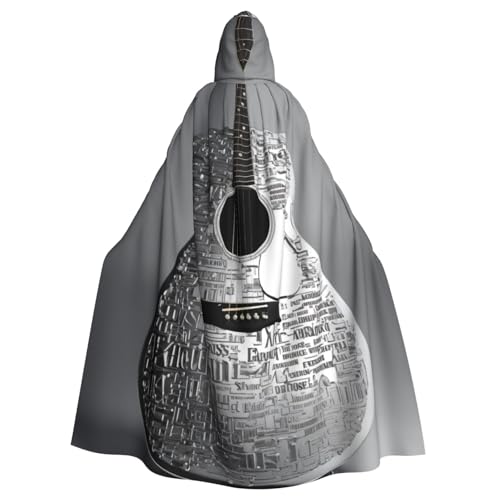 JEJEA Hexen-Zauberer-Umhang mit Gitarrenmuster, Kapuzenumhang, Erwachsenen-Halloween-Partyumhang, für Hexe, Vampir, Cosplay-Kostüm von JEJEA