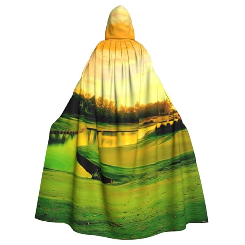 JEJEA Hexen-Zauberer-Umhang mit Golfplatz-Druck, Erwachsenen-Halloween-Partyumhang, für Hexe, Vampir, Cosplay-Kostüm von JEJEA
