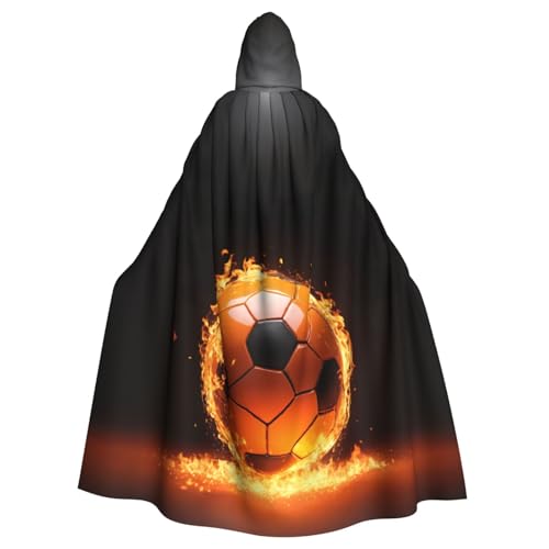JEJEA Hexen-Zauberer-Umhang mit Kapuze, Fußball-Druck, Erwachsenen-Halloween-Party-Umhang, für Hexe, Vampir, Cosplay-Kostüm von JEJEA