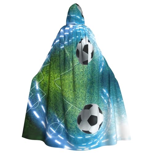 JEJEA Hexen-Zauberer-Umhang mit Kapuze, Fußball-Motiv, Erwachsenen-Halloween-Partyumhang, für Hexe, Vampir, Cosplay-Kostüm von JEJEA