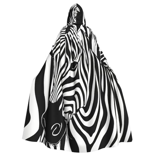 JEJEA Hexen-Zauberer-Umhang mit Zebra-Druck, Erwachsenen-Halloween-Partyumhang, für Hexe, Vampir, Cosplay-Kostüm von JEJEA