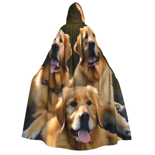 JEJEA Kapuzenumhang mit goldenem Retriever-Aufdruck, langer Umhang für Weihnachten, Halloween, Kostüme, Kapuzenumhang, Maskerade JEJEA Kapuzenumhang mit goldenem Retriever-Aufdruck, langer Umhang für Weihnachten, Halloween, Kostüme, Kapuzenumhang, Maskerade von JEJEA