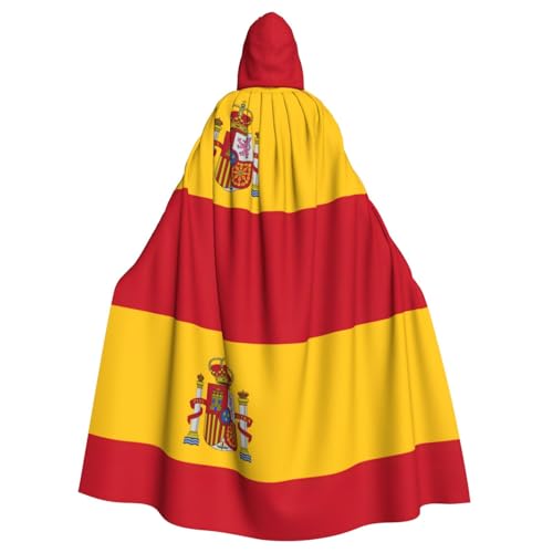JEJEA Kapuzenumhang mit spanischer Flagge, Hexen-Zauberer, Erwachsenen-Halloween-Partyumhang, für Hexe, Vampir, Cosplay-Kostüm von JEJEA