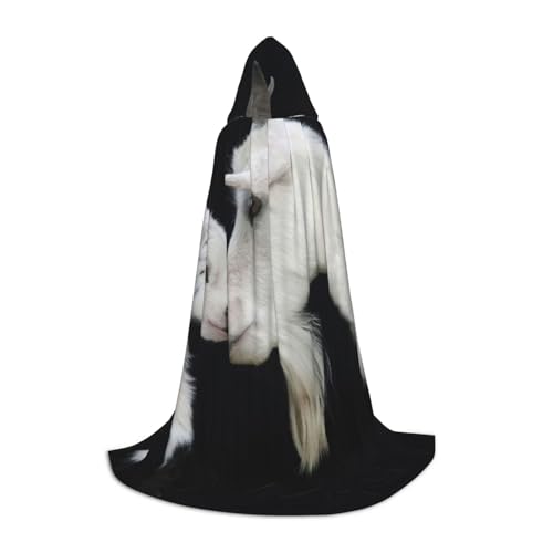 JEJEA Kapuzenumhang mit süßem Ziegen-Baby mit Mutter-Aufdruck, langer Kapuzenumhang, Hexenkostüm, Cosplay-Kostüme, Uni-Party-Umhang von JEJEA