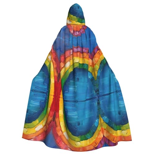 JEJEA Kleiner Regenbogen-Druck, Uni, Kapuzenumhang, Renaissance, langer Umhang für Halloween, Cosplay-Kostüme JEJEA Kleiner Regenbogen-Druck, Uni, Kapuzenumhang, Renaissance, langer Umhang für Halloween, Cosplay-Kostüme von JEJEA