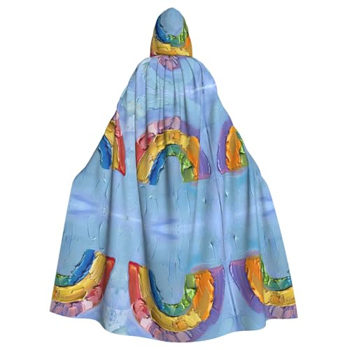 JEJEA Kleiner Regenbogen-Druck, Uni, Kapuzenumhang, Renaissance, langer Umhang für Halloween, Cosplay-Kostüme JEJEA Kleiner Regenbogen-Druck, Uni, Kapuzenumhang, Renaissance, langer Umhang für Halloween, Cosplay-Kostüme von JEJEA