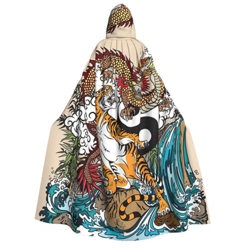 JEJEA Langer Umhang mit Drachen- und Tiger-Druck, für Weihnachten, Halloween, Umhang, Kostüme, Kapuzenumhang, Maskerade JEJEA Langer Umhang mit Drachen- und Tiger-Druck, für Weihnachten, Halloween, Umhang, Kostüme, Kapuzenumhang, Maskerade von JEJEA