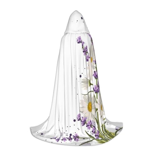 JEJEA Lavendel- und Gänseblümchen-Druck, Halloween, Cosplay, Weihnachten, Party, Outfits, Zauberer-Robe, Halloween-Umhang, Mittelalter-Renaissance von JEJEA