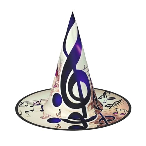 JEJEA Lila Musiknoten Druck Frauen Großer Hexenhut Hexenhut Hexenhut Hexenhüte Halloween Cosplay Party Zubehör von JEJEA