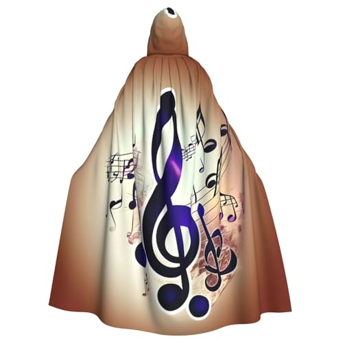 JEJEA Lila Musiknoten Druck Hexe Zauberer Kapuzenumhang Erwachsene Halloween Party Umhang für Hexe Vampir Cosplay Kostüm von JEJEA