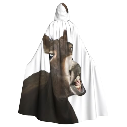 JEJEA Lustiger Esel-Druck Hexe Zauberer Kapuzenumhang Erwachsene Halloween Party Umhang für Hexe Vampir Cosplay Kostüm von JEJEA