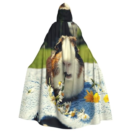 JEJEA Meerschweinchen-Druck Hexe Zauberer Kapuzenumhang Erwachsene Halloween Party Umhang für Hexe Vampir Cosplay Kostüm von JEJEA